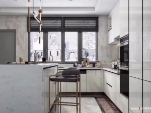 索菲亚 金属色厨房橱柜效果图